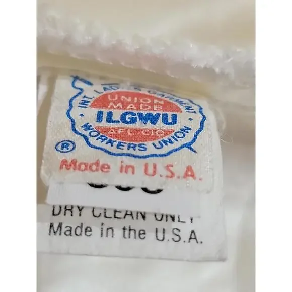 VINTAGE ILGWU UNION MADE FITS SIZE S AFL-CIO WEDDING DRESS IVORY LACE SATIN #7 - Picture 3 of 11